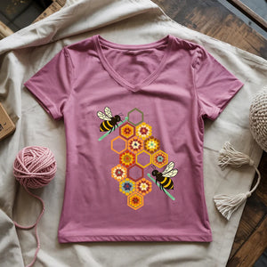 Crochet Bees Lady V-neck
