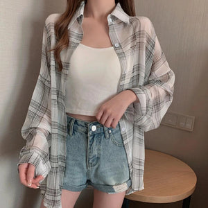 Chiffon Plaid Shirt