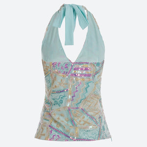 Y2K Sequined Halter Top