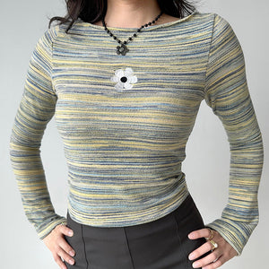 Indie Flower Striped Long Sleeve Top