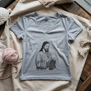 Jesus Crochet Lady V-neck