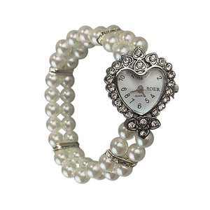 Vintage Heart Pearl Watch Bracelet