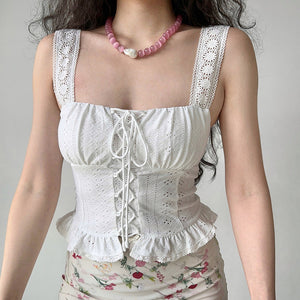 Flirty Babe Lace Up Corset Top
