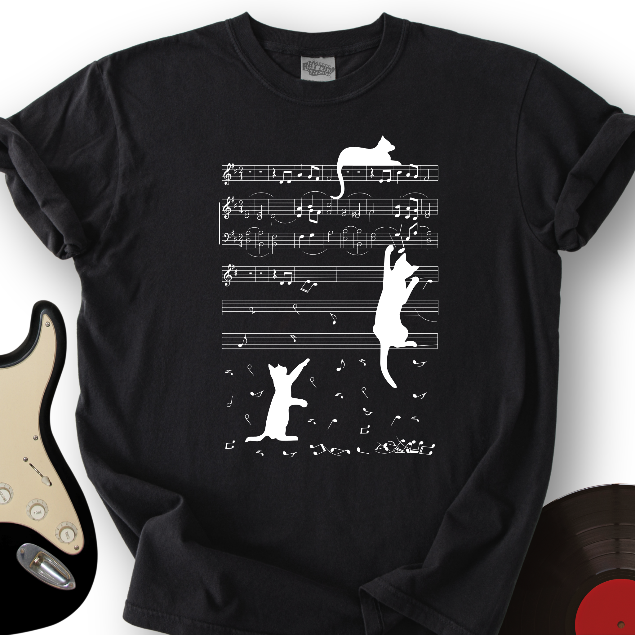 Climbing Cat On Musical Note T-Shirt
