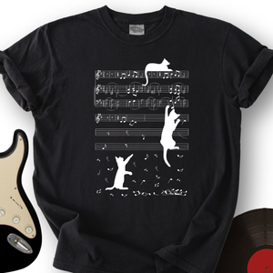 Climbing Cat On Musical Note T-Shirt