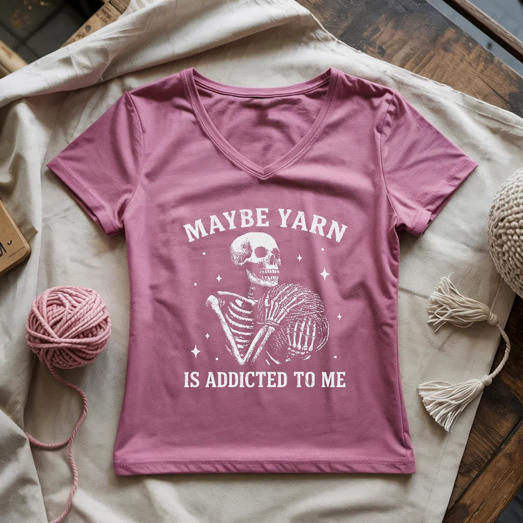 Yarn Is Addicted To Me Lady V-neck