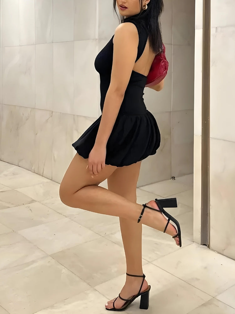 Backless Bubble Mini Dress