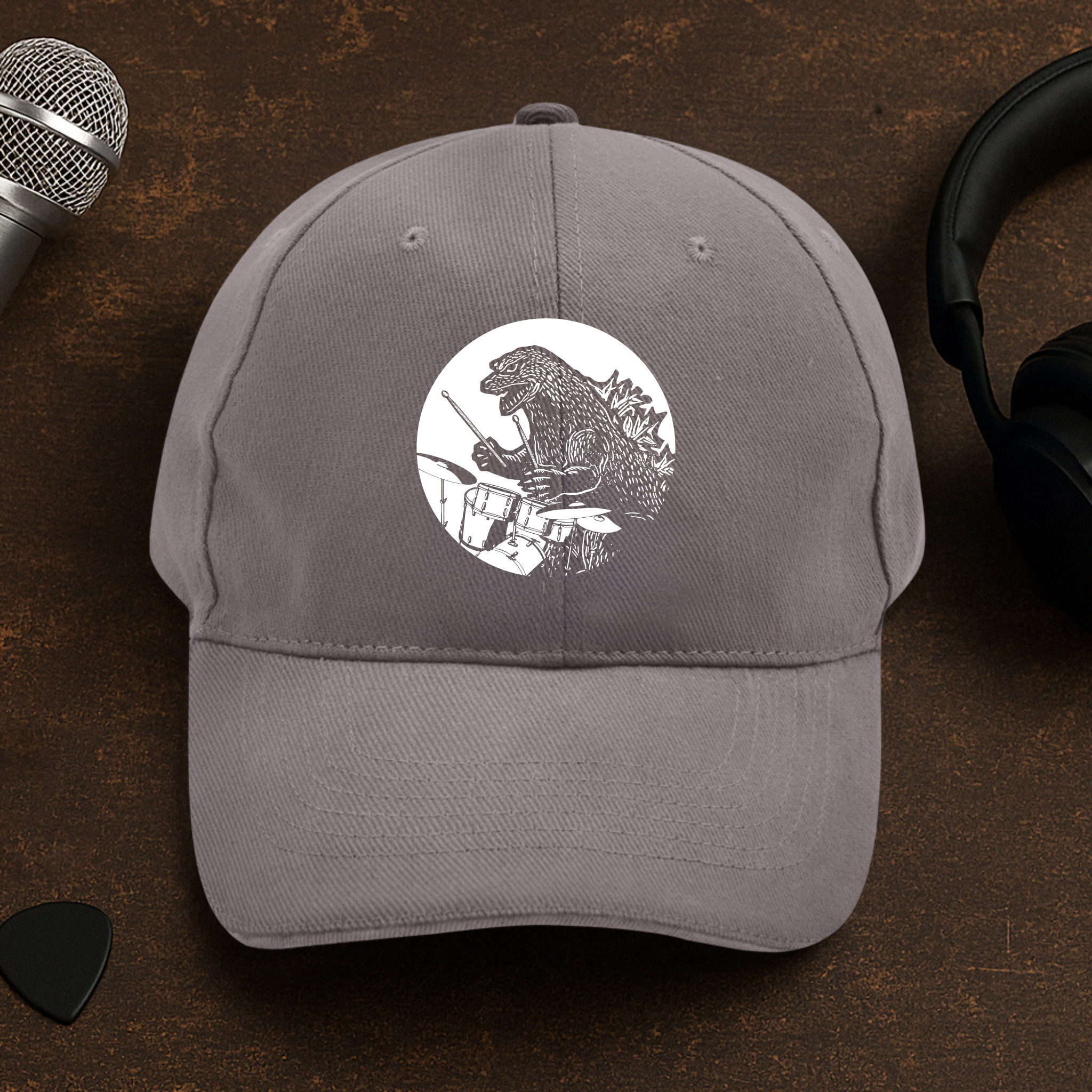 Dino Playing Drums Cap