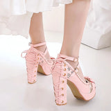 Coquette Lace Up High Heels