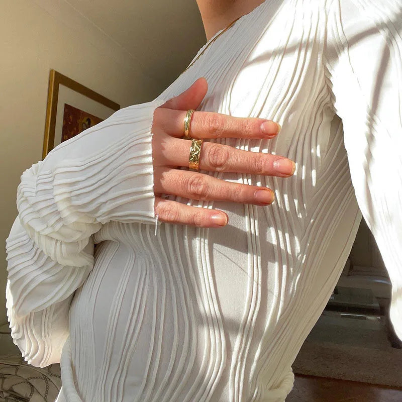 Crinkle Long Sleeve Top
