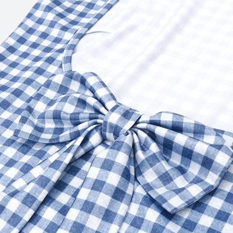 Gingham Bow Backless Top