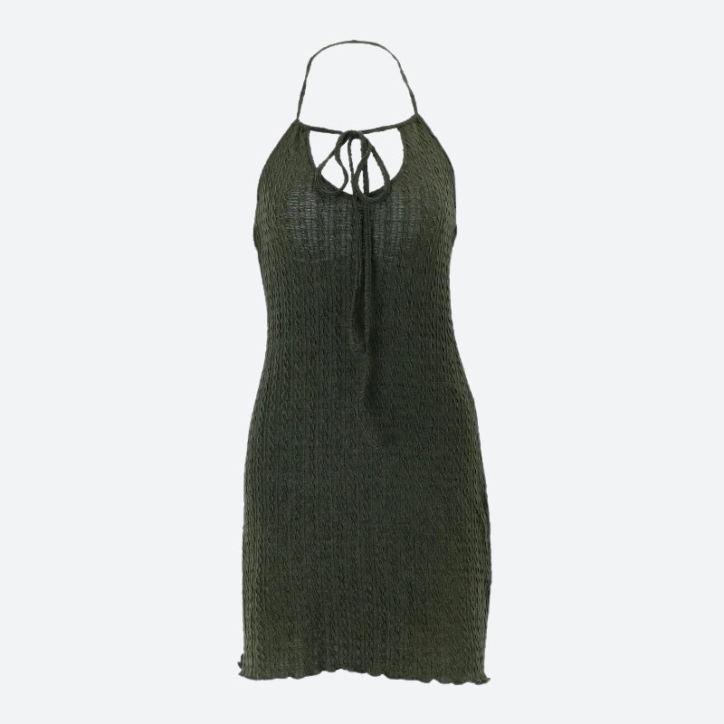 Halter Neck Knitted Mini Dress