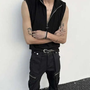 High Neck Ribbed Zip Top