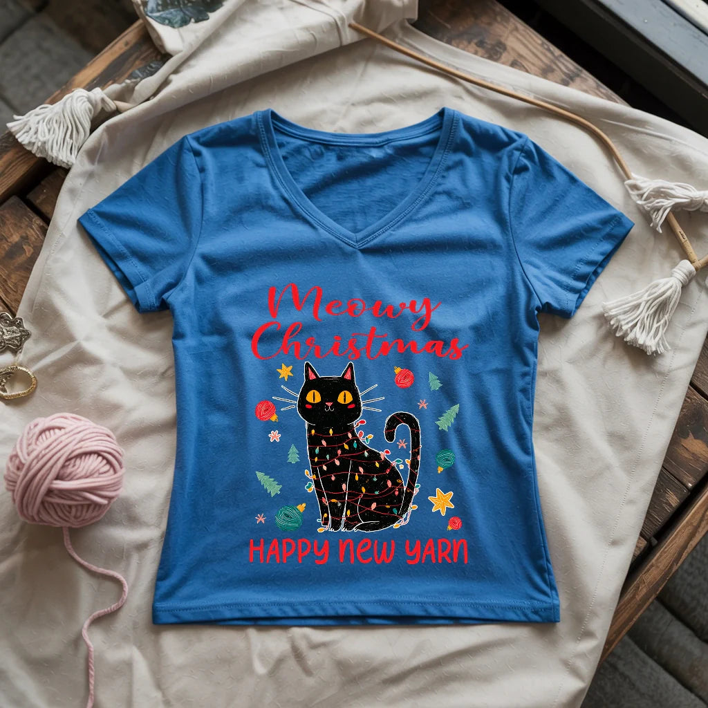 Meowy Christmas Lady V-neck