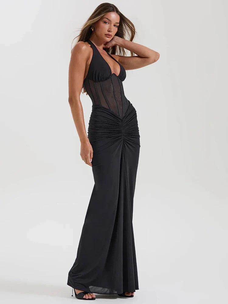 Sheer Halter Maxi Dress