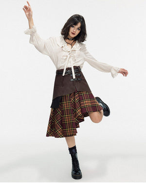 Grunge Asymmetrical Plaid Skirt