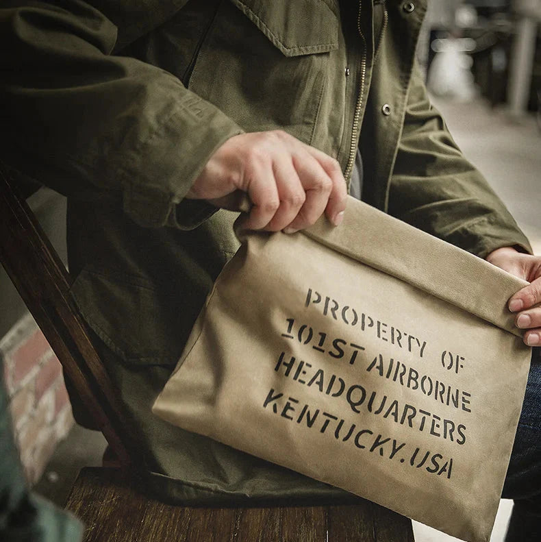 Waxed Canvas Clutch Bag