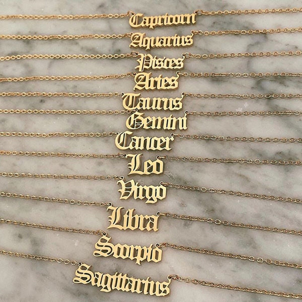 Zodiac Nameplate Necklace
