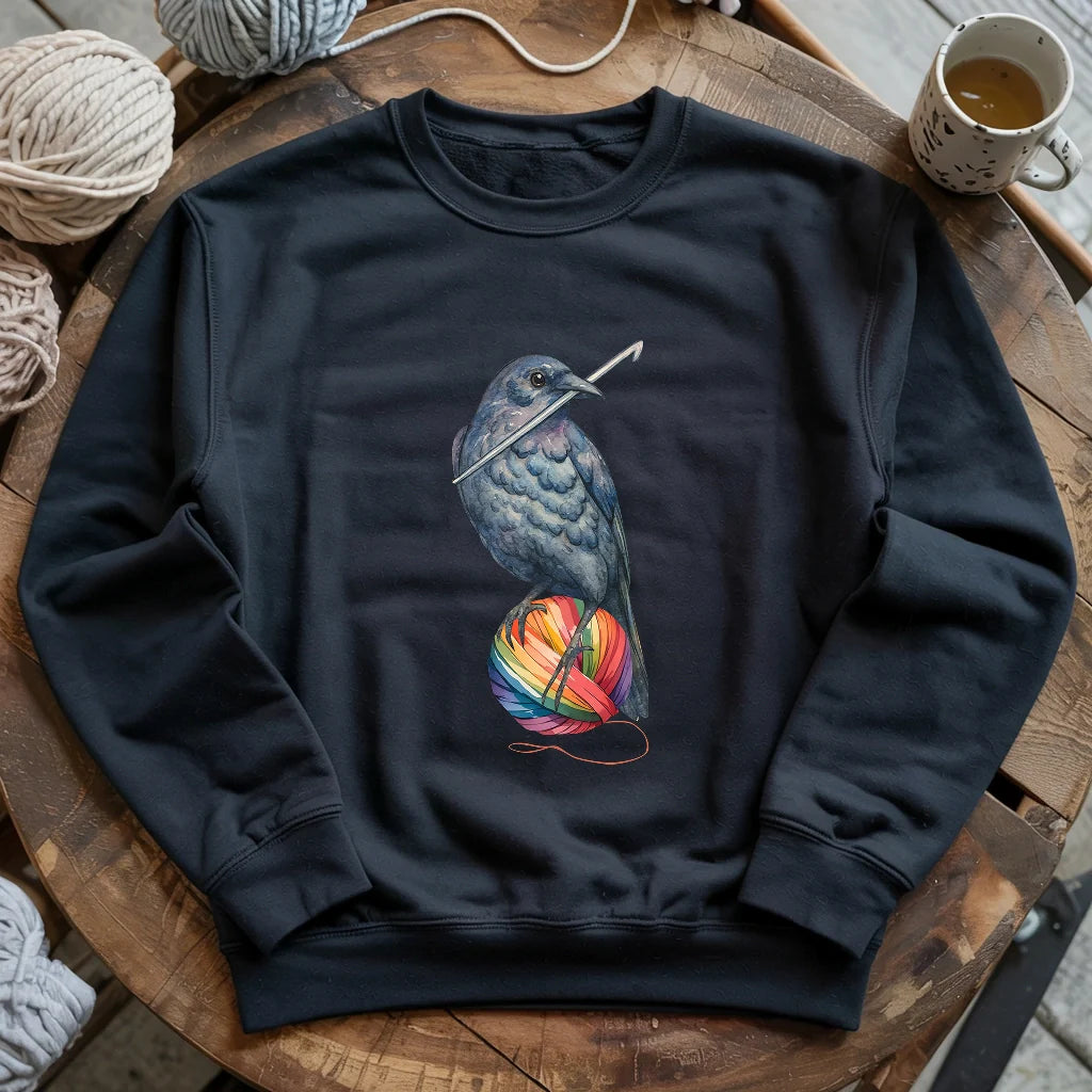 Crochet Crow Sweatshirt
