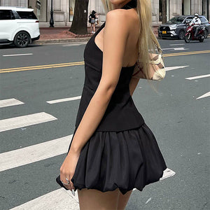 Flirty Babe Halter Top & Bubble Skirt Set