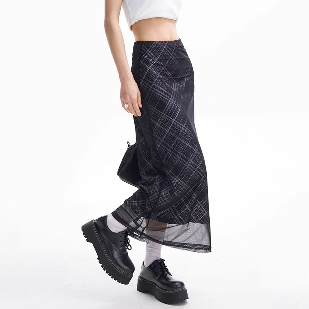 Less Conversation Plaid Maxi Skirt