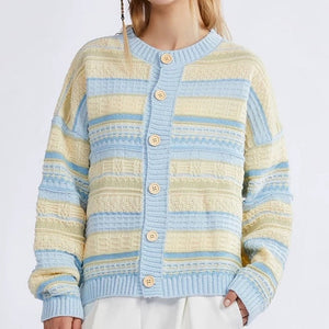 Blue & Yellow Pastel Striped Cardigan