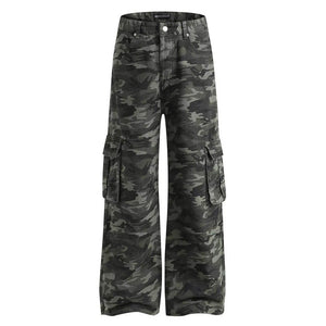 Camo Wide-Leg Cargo Pants