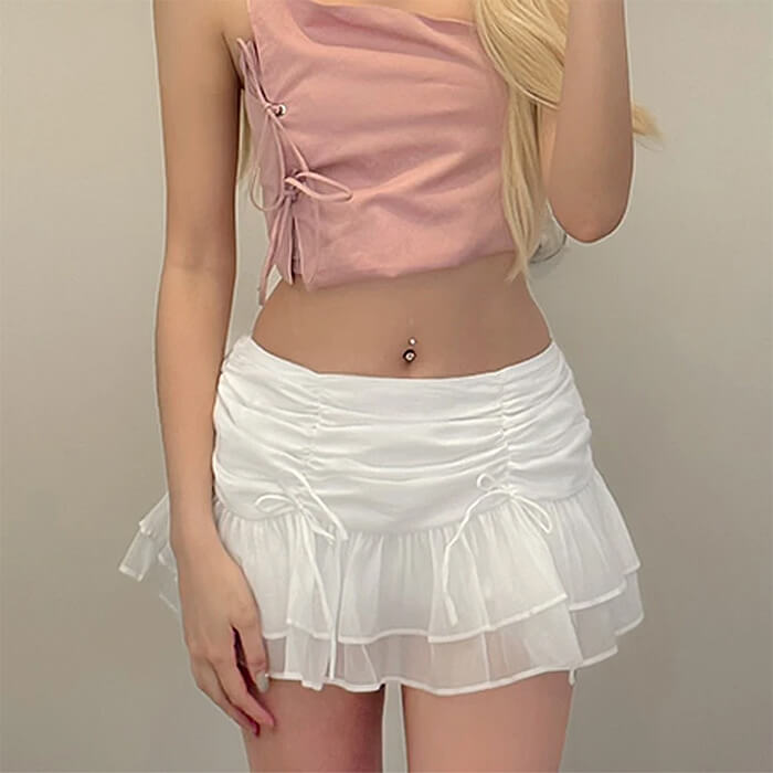 Coquette Aesthetic Ruffled Mini Skirt