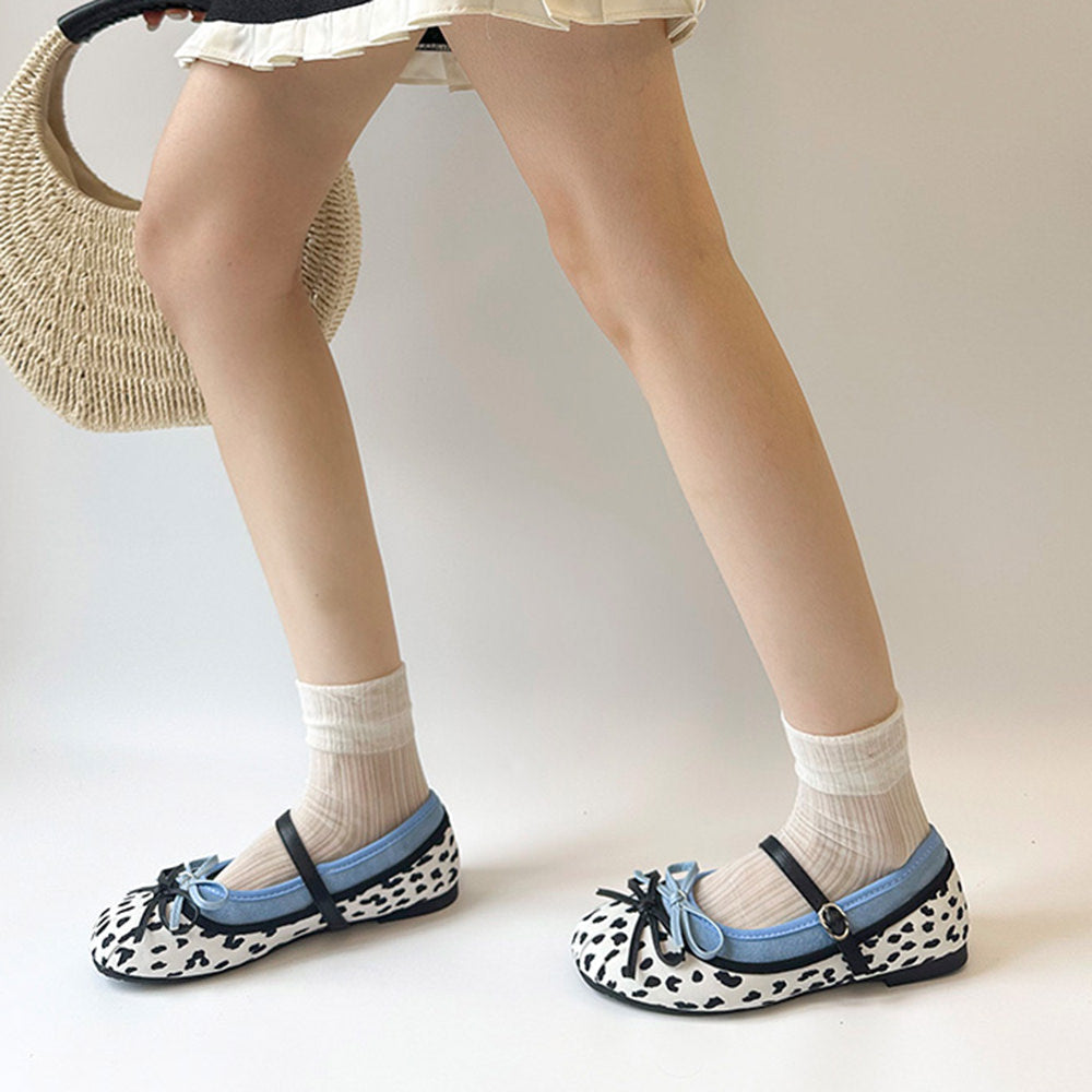 Cow Print Mary Jane Ballet Flats