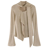 Fall Feels Cozy Tie Neck Knit Top