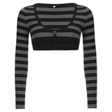 Emo Aesthetic Striped Long Sleeve Top