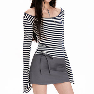 French Girl Off Shoulder Striped Top