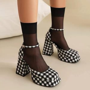Gingham Mary Jane Platform Heels