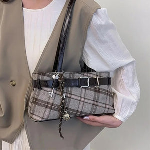 Gossip Goes Around Plaid Belted Bag
