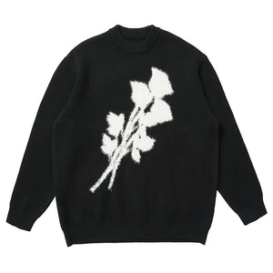 Grunge Aesthetic Rose Print Sweater