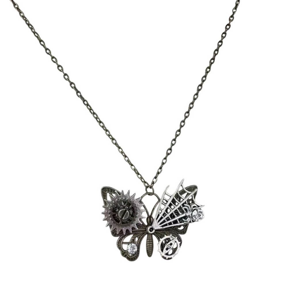 Grunge Mechanical Butterfly Necklace