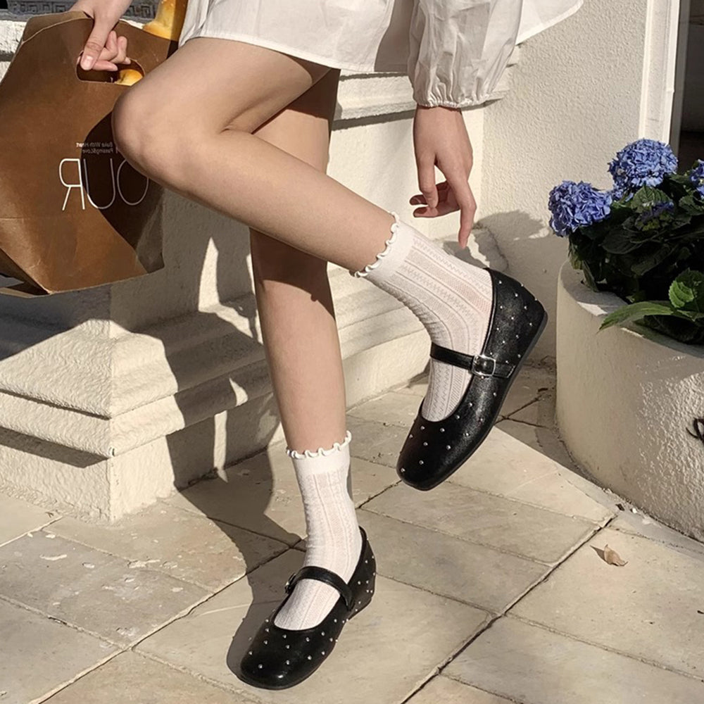 Grunge Sleaze Studded Mary Jane Flats