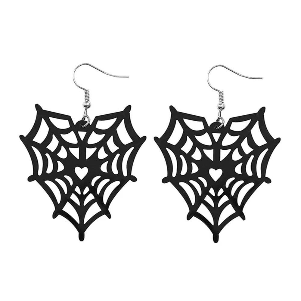 Heart Spider Web Drop Earrings