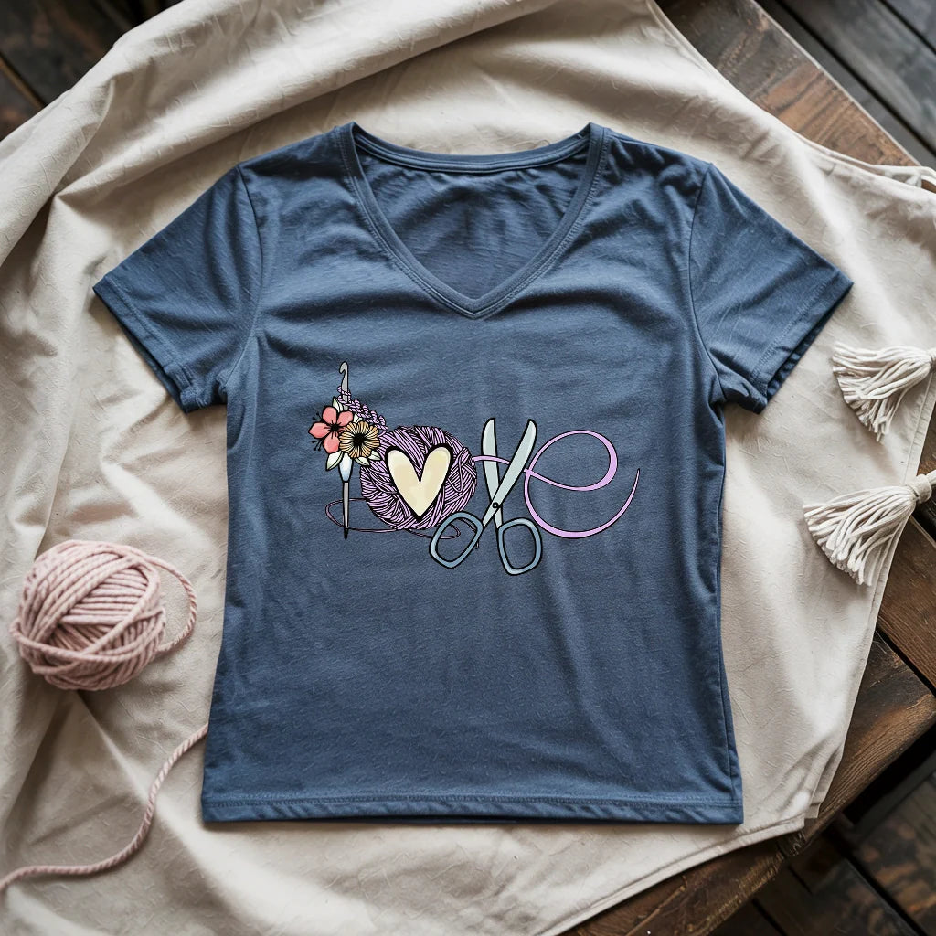 Love Crocheting Lady V-neck