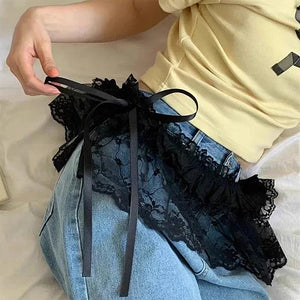 Lace Layered Mini Skirt Belt