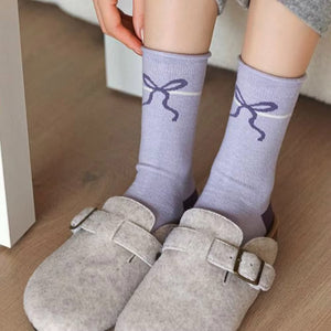 Soft Girl Lavender Bow Socks