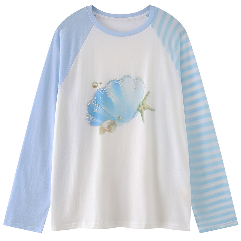 Mermaidcore Graphic Long Sleeve Top