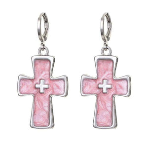 Pastel Goth Cross Earrings