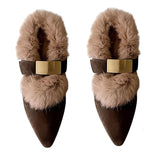 Pointed-Toe Faux Fur Mules
