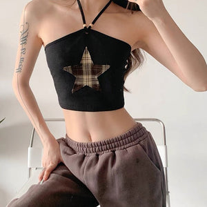 Star Patch Halter Crop Top