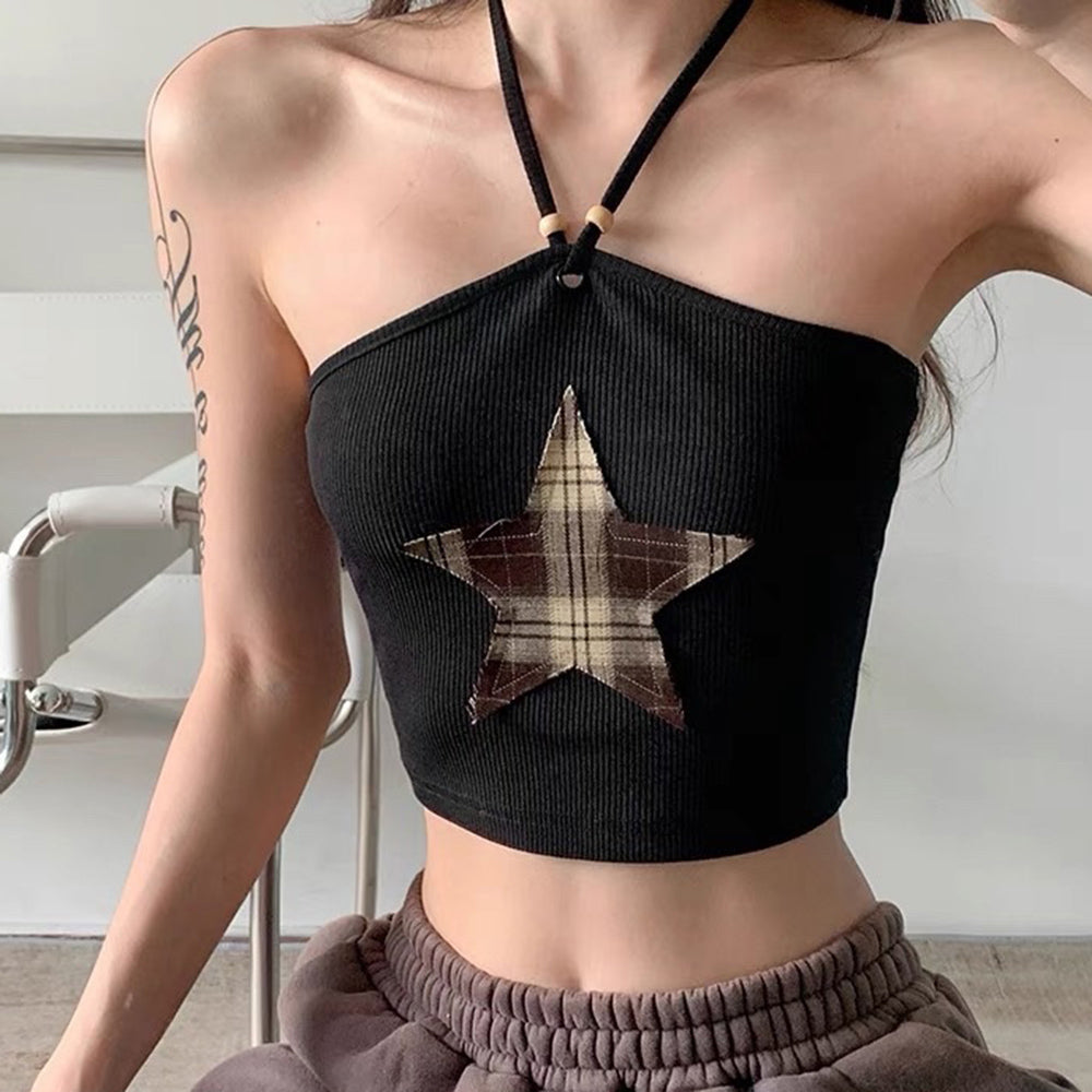 Star Patch Halter Crop Top