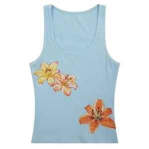 Tropical Flowers Coconut Girl Aesthetic Tank