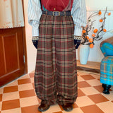 Academia Vintage Plaid Trousers