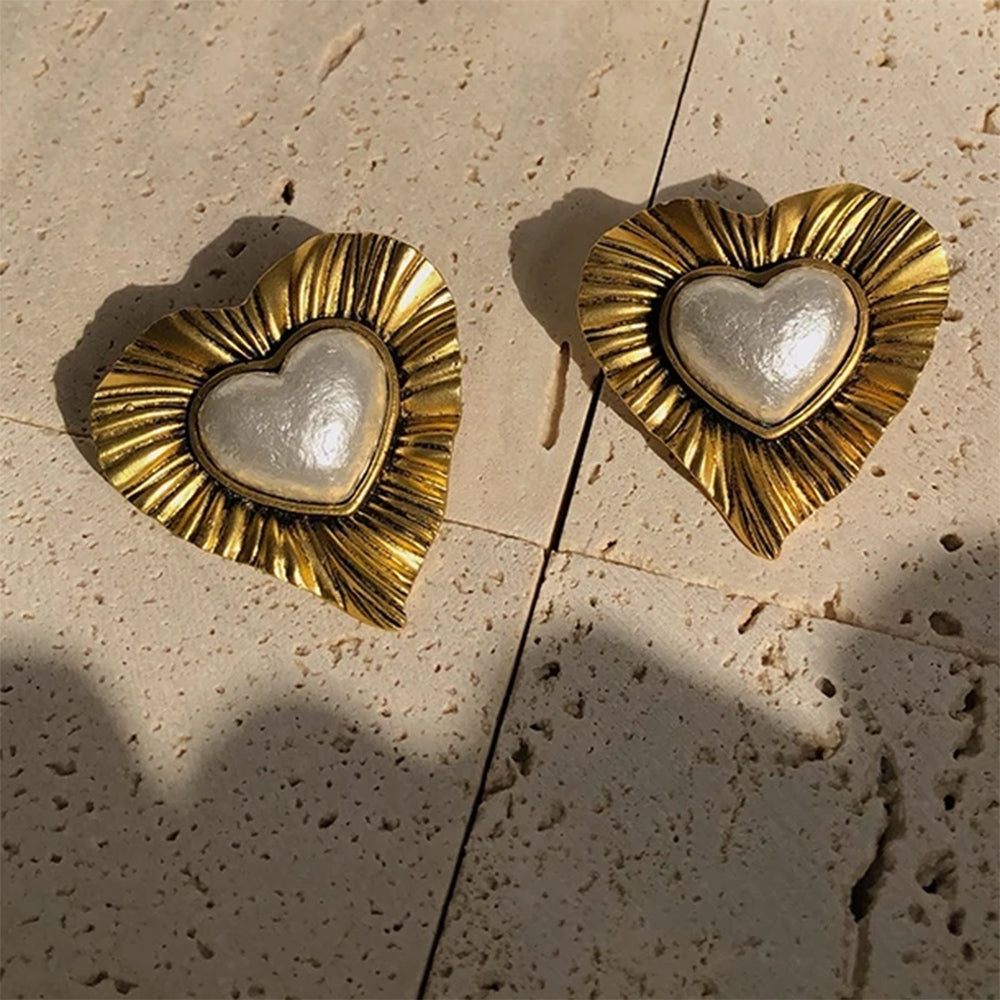 Vintage Pearl Heart Earrings