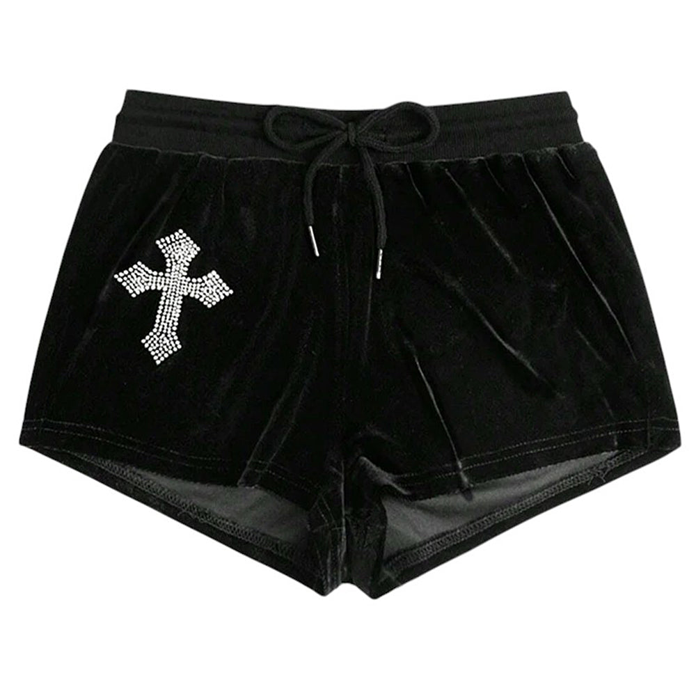 Y2K Cross Rhinestone Shorts